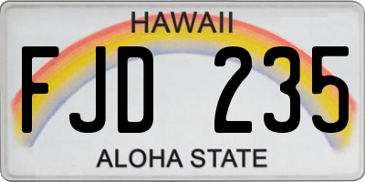HI license plate FJD235
