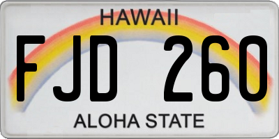 HI license plate FJD260