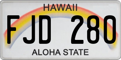 HI license plate FJD280