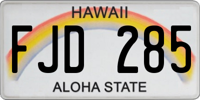 HI license plate FJD285