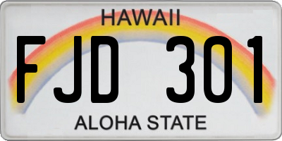 HI license plate FJD301