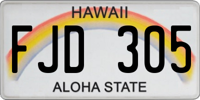 HI license plate FJD305