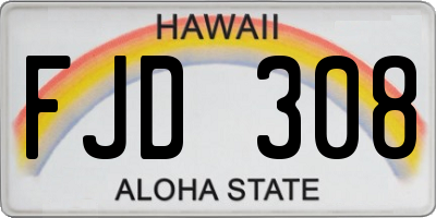 HI license plate FJD308