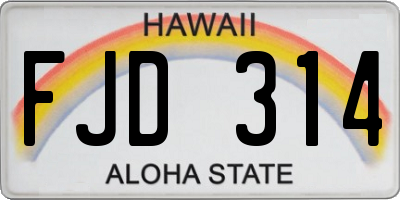 HI license plate FJD314