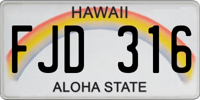 HI license plate FJD316