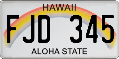 HI license plate FJD345