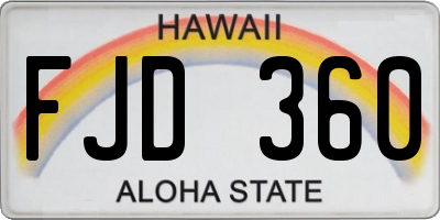 HI license plate FJD360