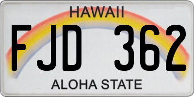 HI license plate FJD362