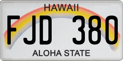 HI license plate FJD380