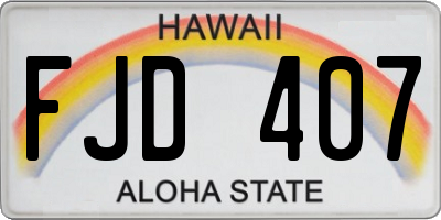 HI license plate FJD407