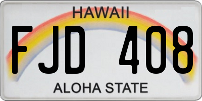 HI license plate FJD408
