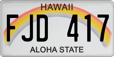 HI license plate FJD417