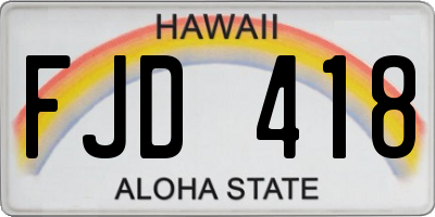 HI license plate FJD418