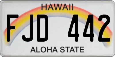 HI license plate FJD442