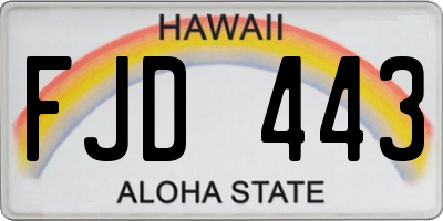 HI license plate FJD443