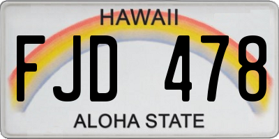 HI license plate FJD478