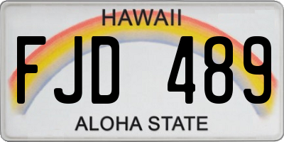 HI license plate FJD489