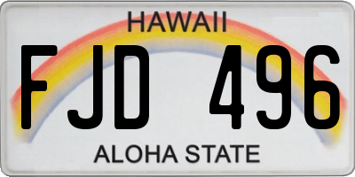 HI license plate FJD496