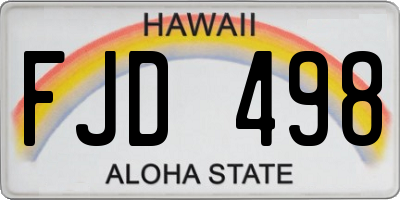 HI license plate FJD498