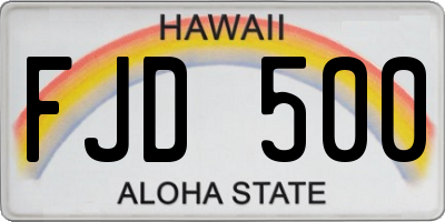 HI license plate FJD500