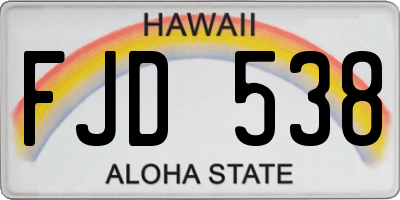 HI license plate FJD538