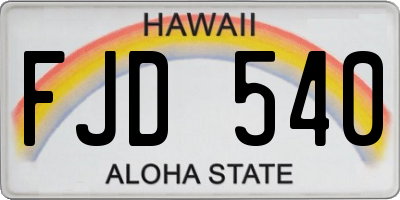 HI license plate FJD540