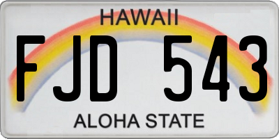 HI license plate FJD543