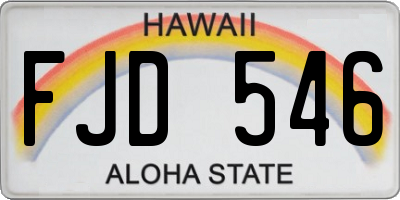 HI license plate FJD546