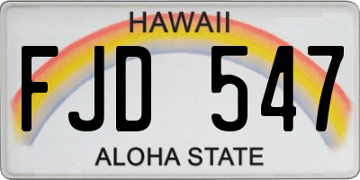 HI license plate FJD547