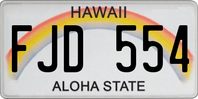 HI license plate FJD554