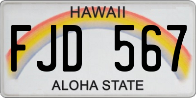 HI license plate FJD567