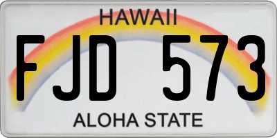 HI license plate FJD573