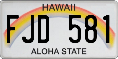 HI license plate FJD581