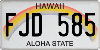 HI license plate FJD585