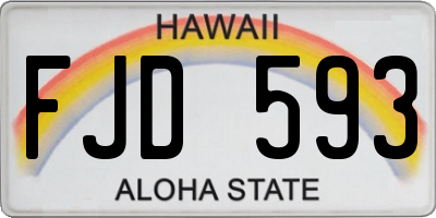 HI license plate FJD593