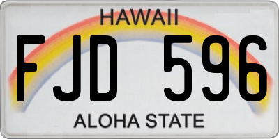 HI license plate FJD596