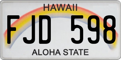 HI license plate FJD598