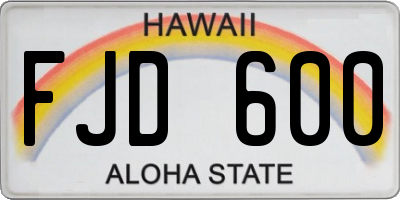 HI license plate FJD600
