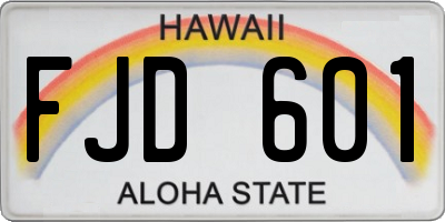 HI license plate FJD601