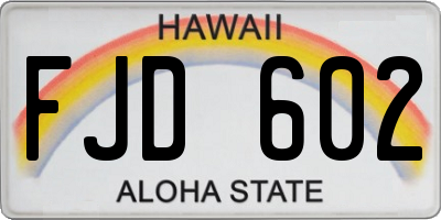 HI license plate FJD602