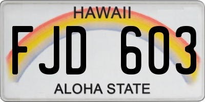 HI license plate FJD603