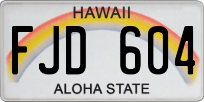HI license plate FJD604