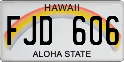 HI license plate FJD606