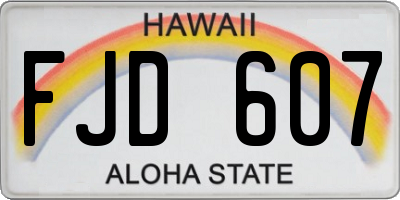 HI license plate FJD607