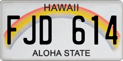 HI license plate FJD614