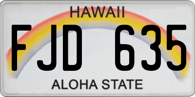 HI license plate FJD635