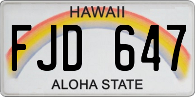 HI license plate FJD647