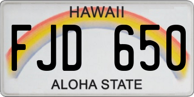 HI license plate FJD650