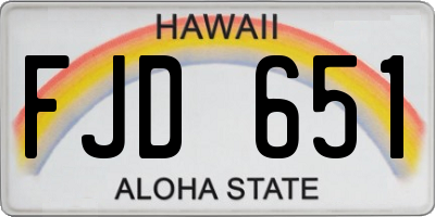 HI license plate FJD651