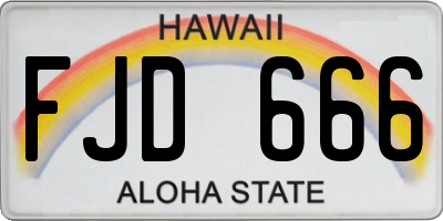 HI license plate FJD666